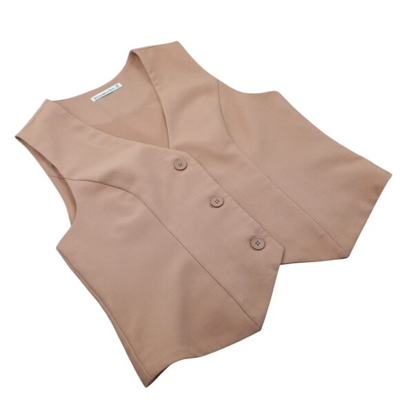 Abercrombie & Fitch Tan Women’s Vest – Button Front Tailored Waistcoat, Size M - Picture 7 of 8